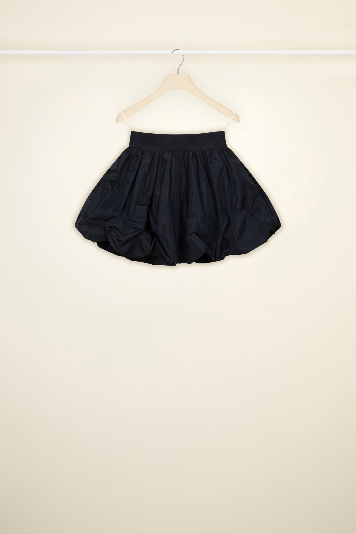 Patou - Mini bloomer belted skirt in eco-friendly faille - Night Blue - Keeping things short, sweet and très Patou.Night blue recycled polyester faille skirt. Short length. Adjustable belt at the waist. Belt loops.