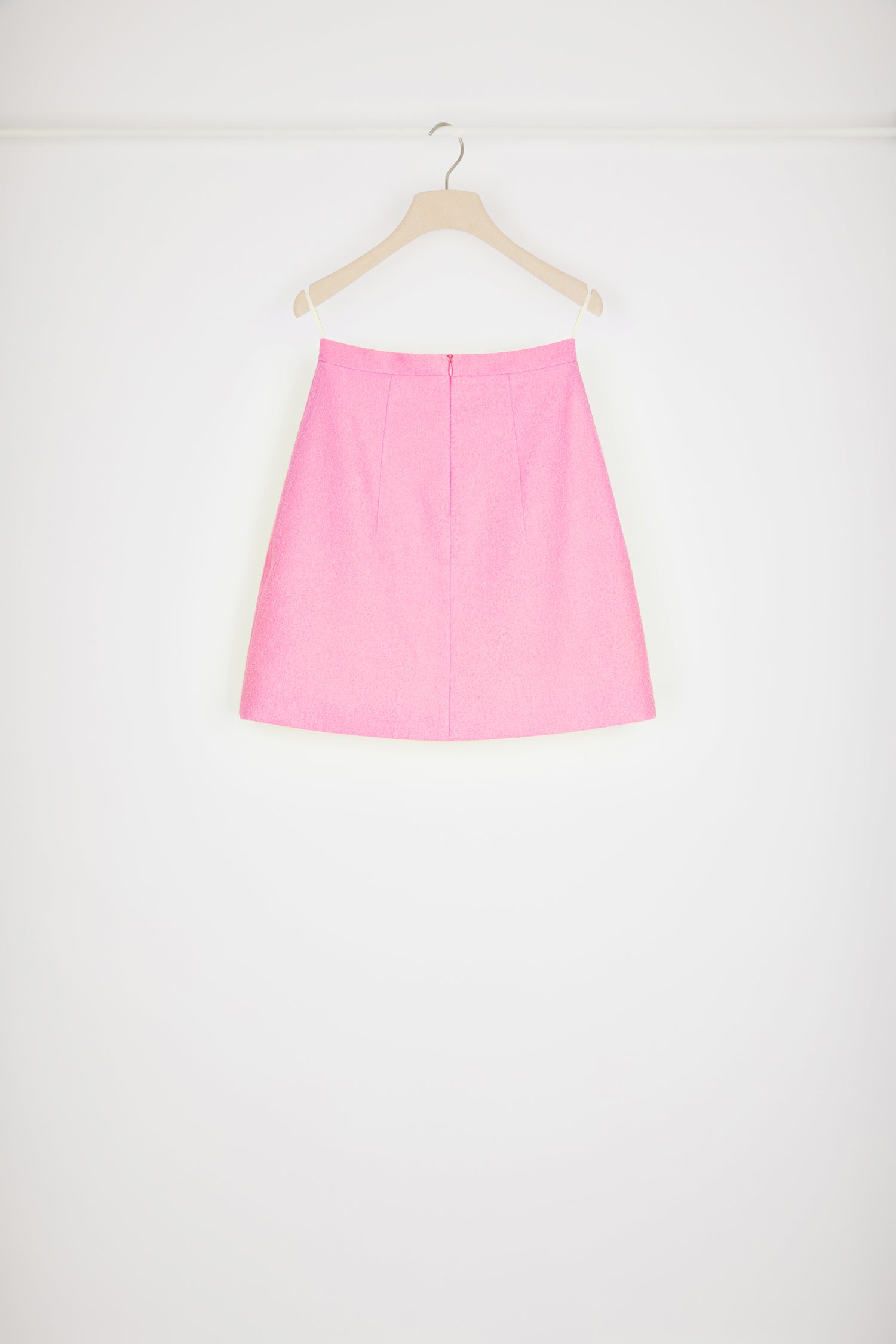 Patou - A-line mini skirt in cotton-blend tweed - Begonia Pink - A for A-line; A for adorable.Begonia pink cotton-blend tweed skirt. Short length. A-line construction. Darts at the front and back. Zip fastenig at the back.