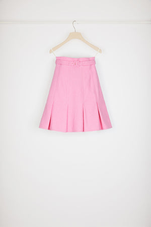 High-waisted pleated skirt in cotton-blend tweed