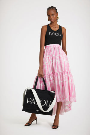 Maxi tiered skirt in printed organic cotton