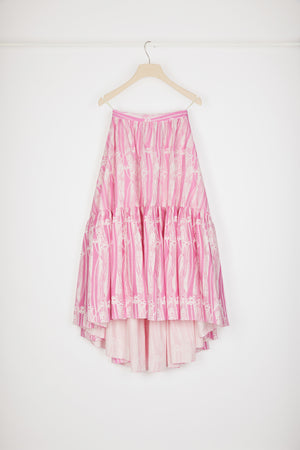 Maxi tiered skirt in printed organic cotton