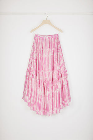 Maxi tiered skirt in printed organic cotton