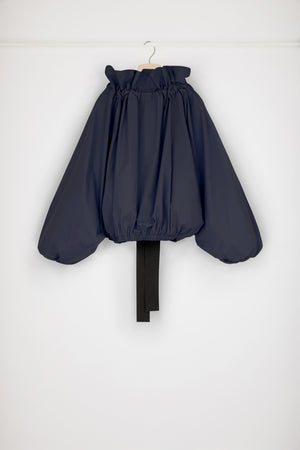 Drawstring puff sleeve top in organic cotton