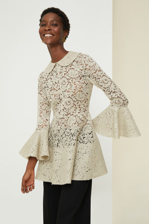 Overstitched lace mini dress
