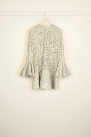 Overstitched lace mini dress