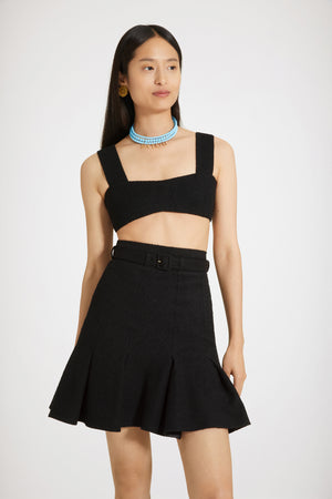 Brassière zippée en tweed de coton mélangé