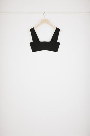 Brassière zippée en tweed de coton mélangé