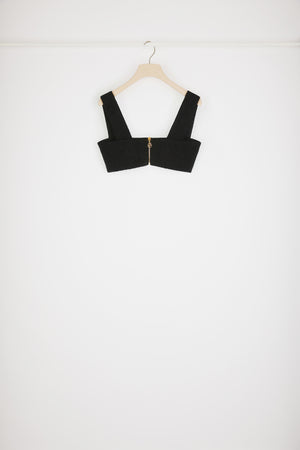 Brassière zippée en tweed de coton mélangé