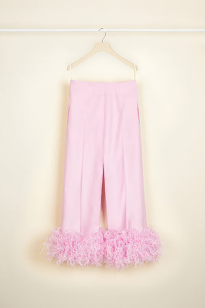 Trousers with feather hem in eco-friendly wool