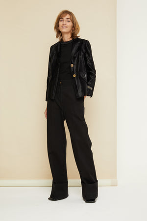Cuffed wide-leg trousers in organic denim