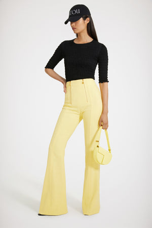 Pantalon évasé en tweed de coton mélangé