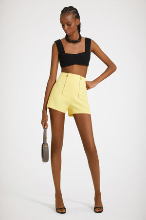 Shorts aus Baumwollmix und Tweed mit Reißverschluss
