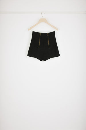 Zip-front shorts in cotton-blend tweed