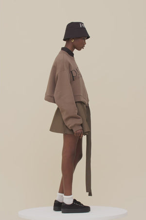 Cropped grosgrain sweatshirt in organic cotton