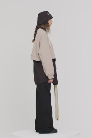 Cropped grosgrain sweatshirt in organic cotton