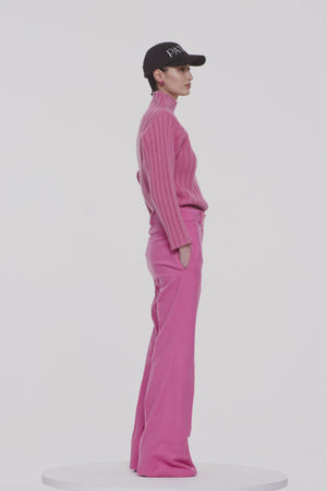 Wide rib knit jumper in wool and cashmere