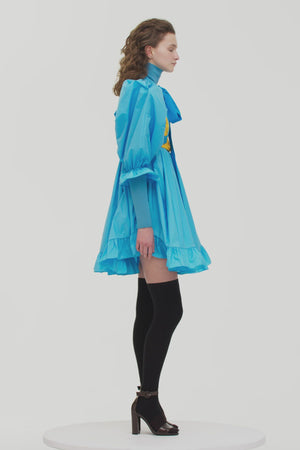 Vestito con collo a coulisse in faille ecosostenibile