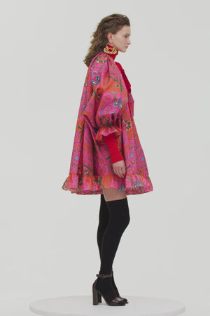 Robe à col coulissé en soie Habotai