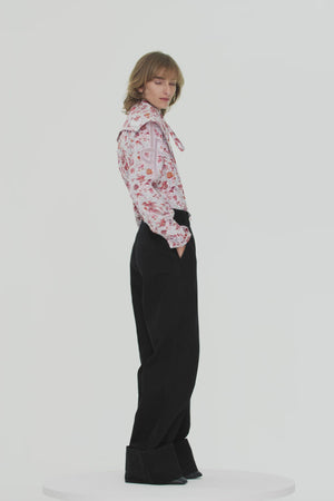 Printed collar in organic poplin