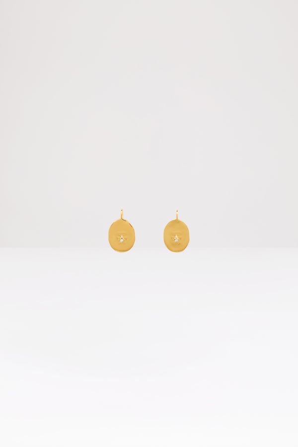 Patou - Small face brass earrings