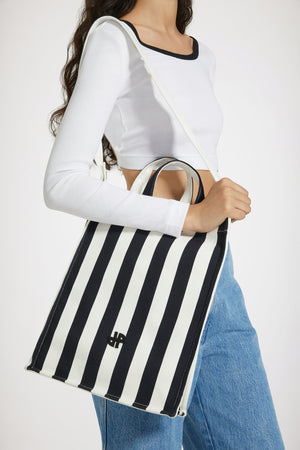 Vertical JP tote in printed cotton canvas