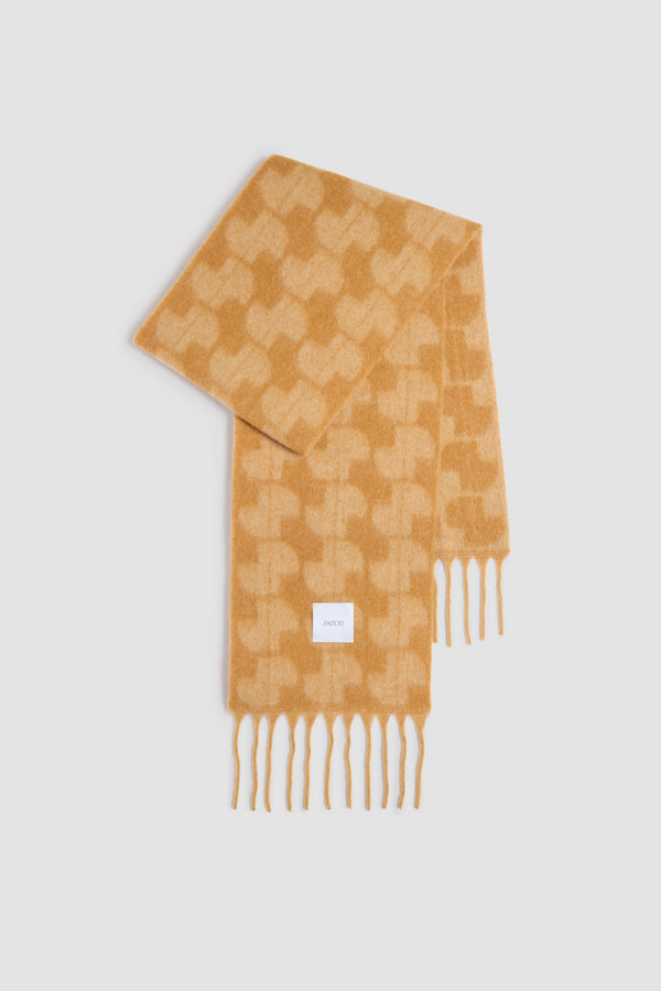 Patou - JP scarf in baby alpaca blend - Biscuit - Biscuit beige baby alpaca blend scarf. JP monogram. Fringed edges. Square Patou label.