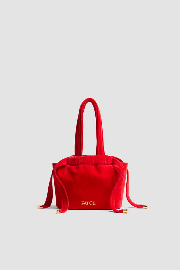 Patou - Pochette da sera in velluto di cotone - Red - Pochette in velluto di cotone rosso. Chiusura con laccio a coulisse. Manici superiori. Logo Patou metallico oro. Modello foderato.