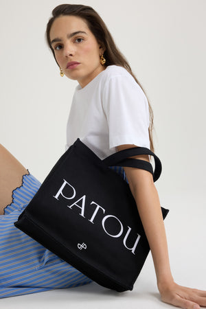 Medium Patou logo tote in cotton canvas