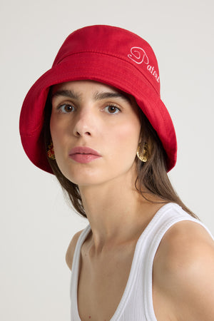 Embroidered Patou logo bucket hat in cotton