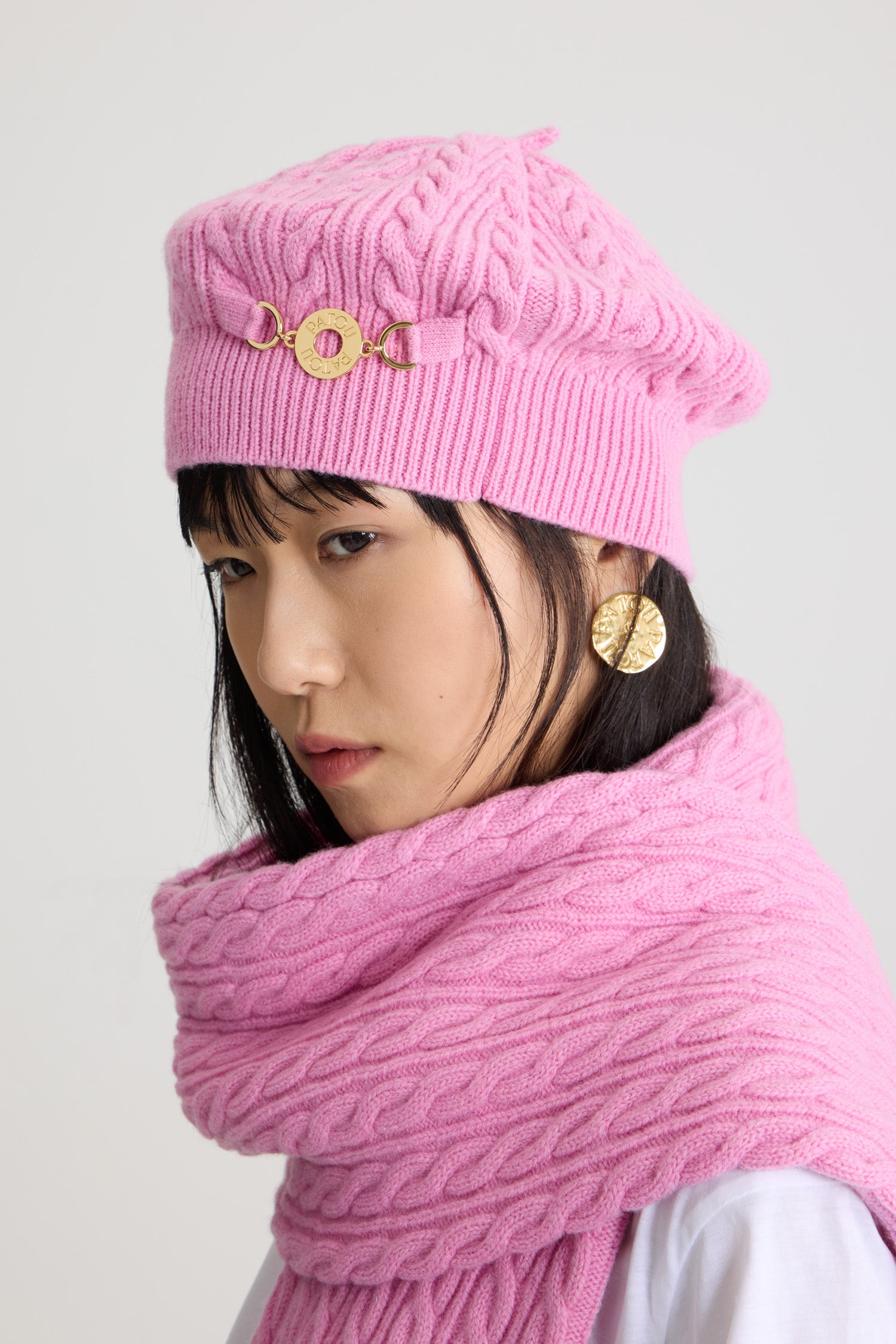 PATOU ピンク ニット帽 【公式通販】