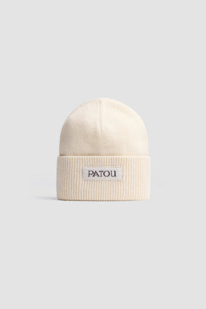 Patou logo label beanie in Merino wool and cashmere