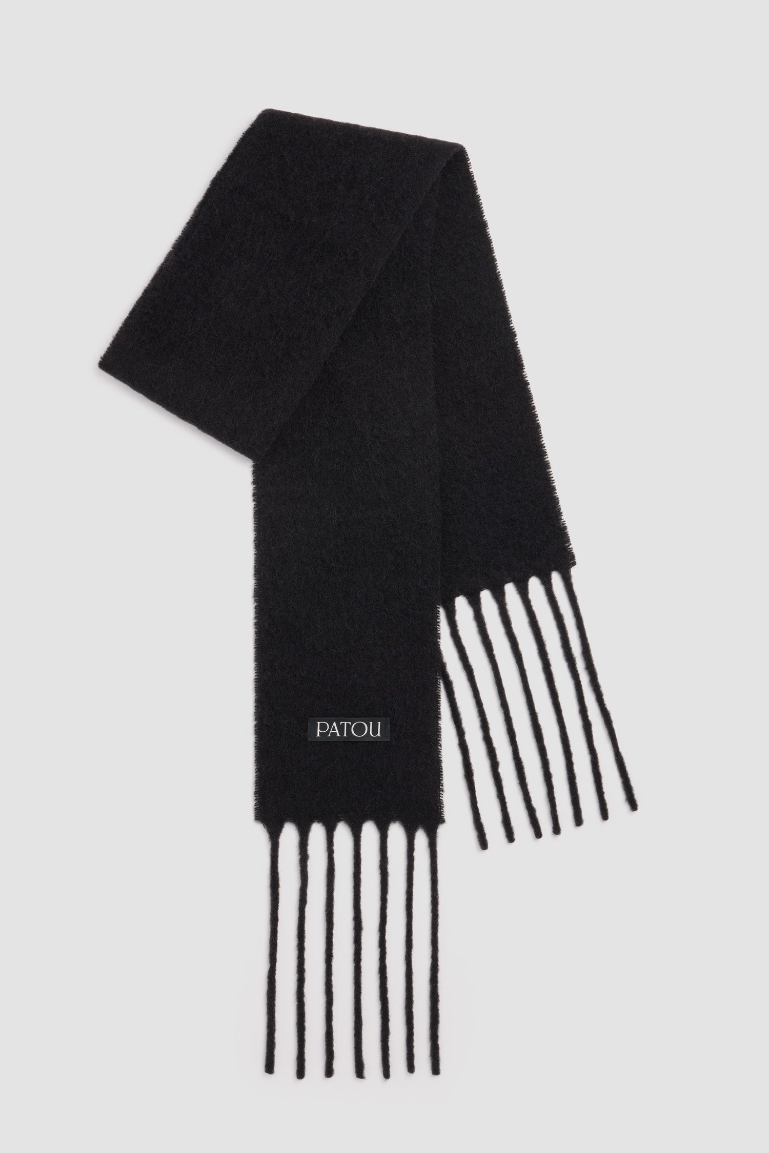 Patou - Écharpe à franges longues en laine d’alpaga mélangée - Black - Écharpe en laine d’alpaga mélangée noire. Franges longues. Étiquette Patou.