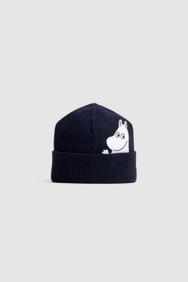 Patou - Patou x Moomin Wool Blend Beanie - Moomin Navy - Celebrate the holidays with the Patou x Moomin collaboration. This cute Beanie features Moomin at the front, crafted with a wool blend. The Beanie showcases Moomin intarsia, adding a touch of whimsy and nostalgia to your winter set.
