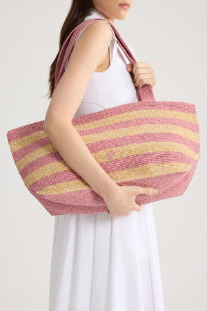 Large Raffia Trapeze Tote Bag