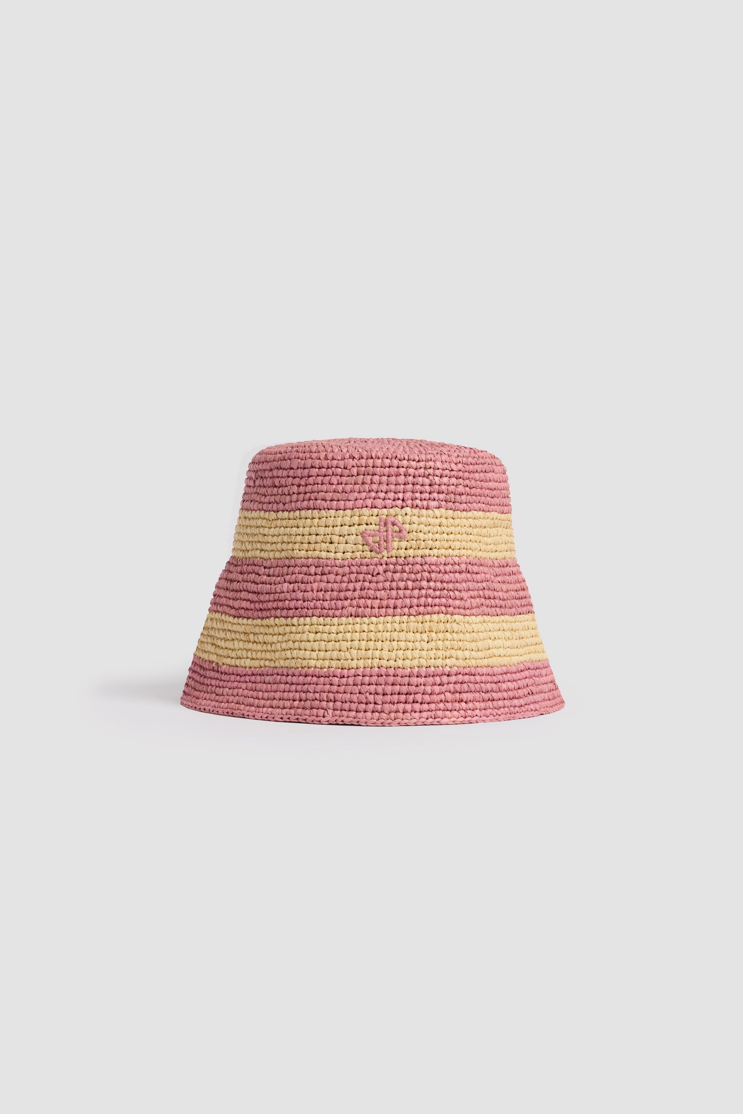 Patou - Bob en Raphia - Bougainvillea Stripes - Bob rayé rose et jaune. Matière en raphia.