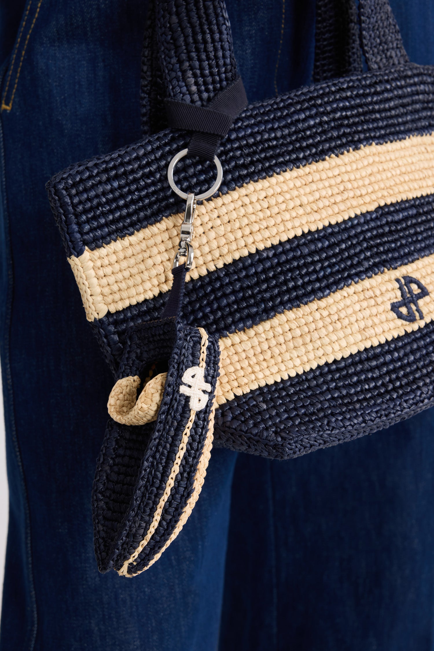Patou - Raffia Boat Charm - Deep Sea Blue - Navy blue boat charm. Raffia material. JP logo.