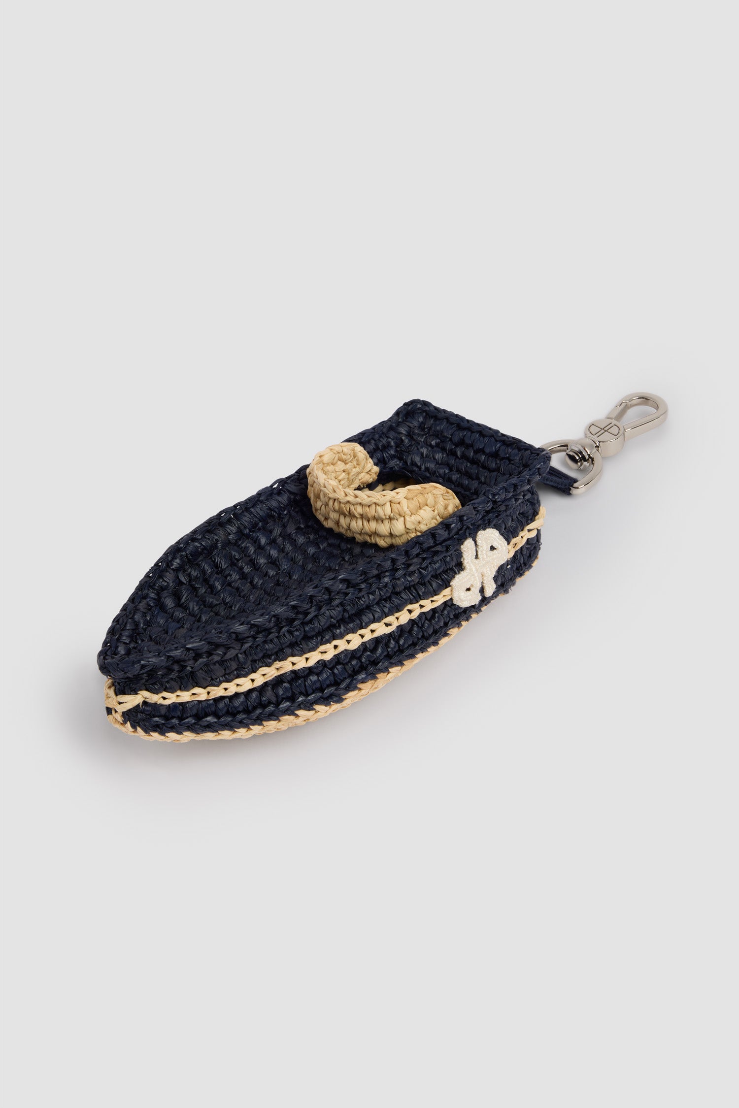 Patou - Raffia Boat Charm - Deep Sea Blue - Navy blue boat charm. Raffia material. JP logo.