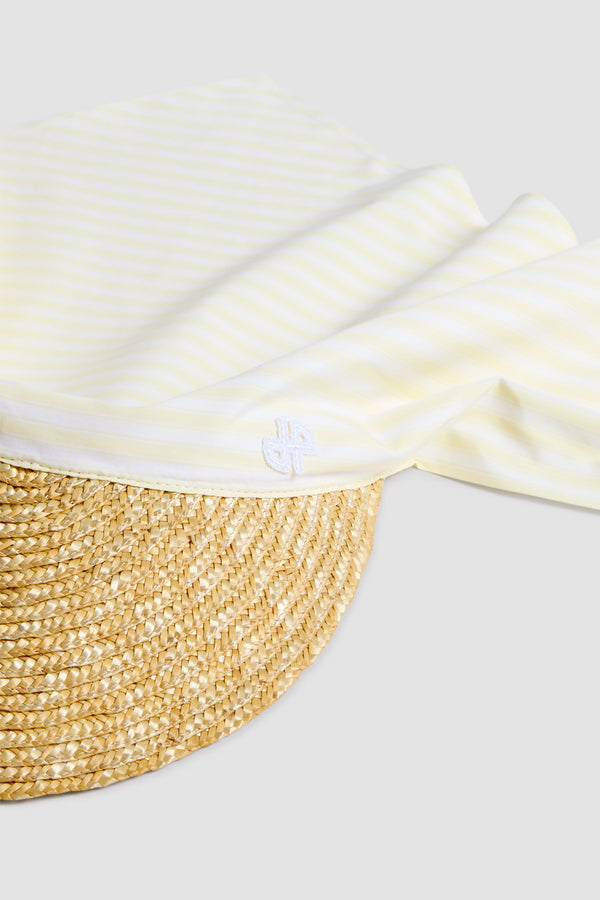 Patou - Cotton Scarf Cap - Lemonade Stripes - Yellow and white striped scarf cap. Cotton material. Embroidered logo.
