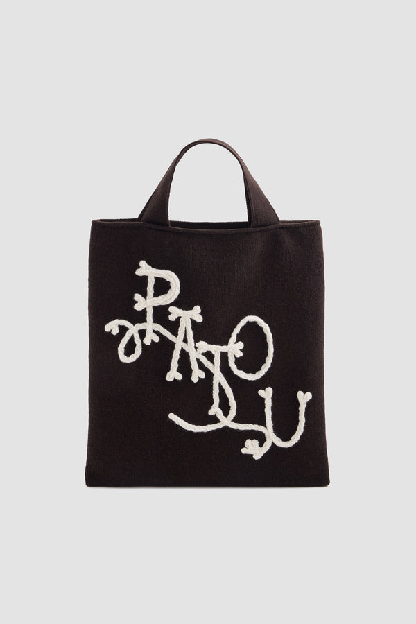 Patou - Borsa tote in lana e cashmere - Winter Mocha - Borsa tote marrone in lana e cashmere. Logo Patou a contrasto sul davanti.