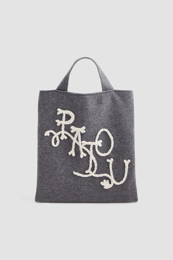 Patou - Borsa tote in lana e cashmere - Winter Slate - Borsa tote grigia in lana e cashmere. Logo Patou a contrasto sul davanti.