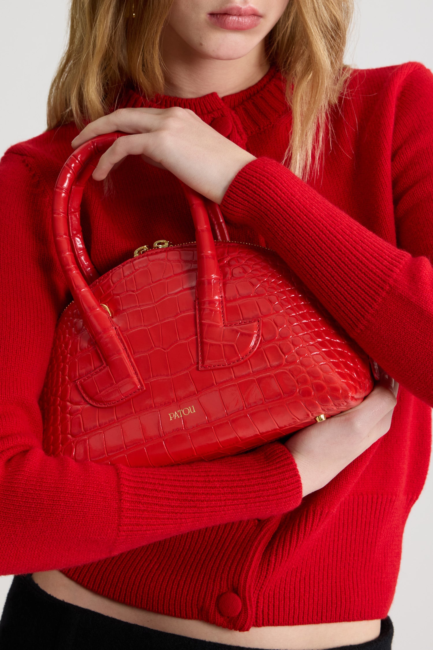 Patou | Le Patou クロコエンボスレザー ボウリングバッグ
