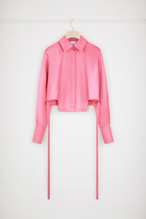 Cut-out cropped shirt in eco-friendly satin