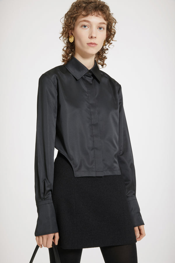 Patou - Cut-out cropped shirt in eco-friendly satin