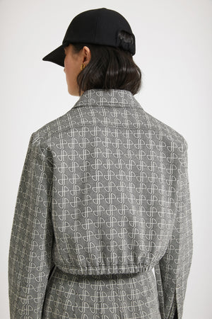Camicia corta con ritagli in jacquard di cotone