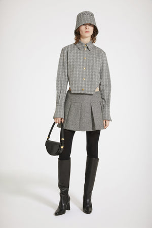 Camicia corta con ritagli in jacquard di cotone