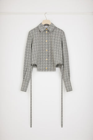 Camicia corta con ritagli in jacquard di cotone