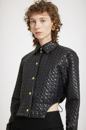 Camicia corta con ritagli in nylon trapuntato sostenibile