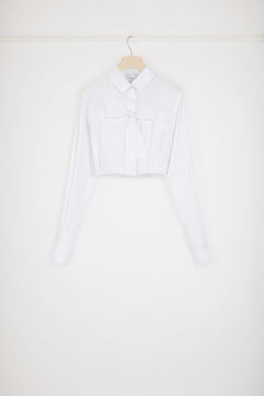 Bow cropped blouse in sustainable cotton
