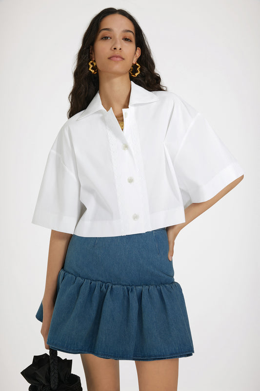 Wave cropped shirt in sustainable cotton