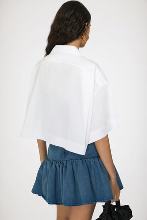 Wave cropped shirt in sustainable cotton